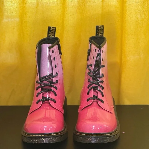 Dr. Martens Shimmering Pink Boots with Black Laces - Picture 6 of 7